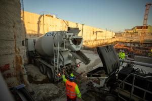 Concreting of the base plate of the Unit 5 reactor building. Photo: Paks II. Ltd. / Szűcs József