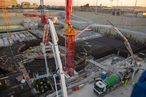 Concreting of the base plate of the Unit 5 reactor building. Photo: Paks II. Ltd. / Vida Tünde