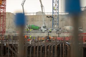 Concreting of the base plate of the Unit 5 reactor building. Photo: Paks II. Ltd. / Szűcs József