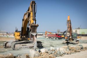 Soil removal to the design level began in the excavation pit of Unit 6 on 18 March 2026. Photo: Paks II. Ltd.
