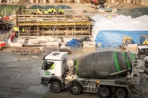 Levelling concrete construction and reinforced concrete mesh installation in the excavation pit of Unit 5 on 19 January 2026. Photo: Paks II. Ltd.