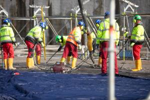 Levelling concrete construction in the excavation pit of Unit 5. Photo: Paks II. Ltd.