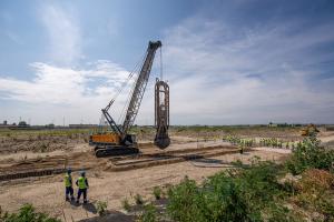 Cut-off wall works on 4 July 2023. Photo: Paks II. Ltd.